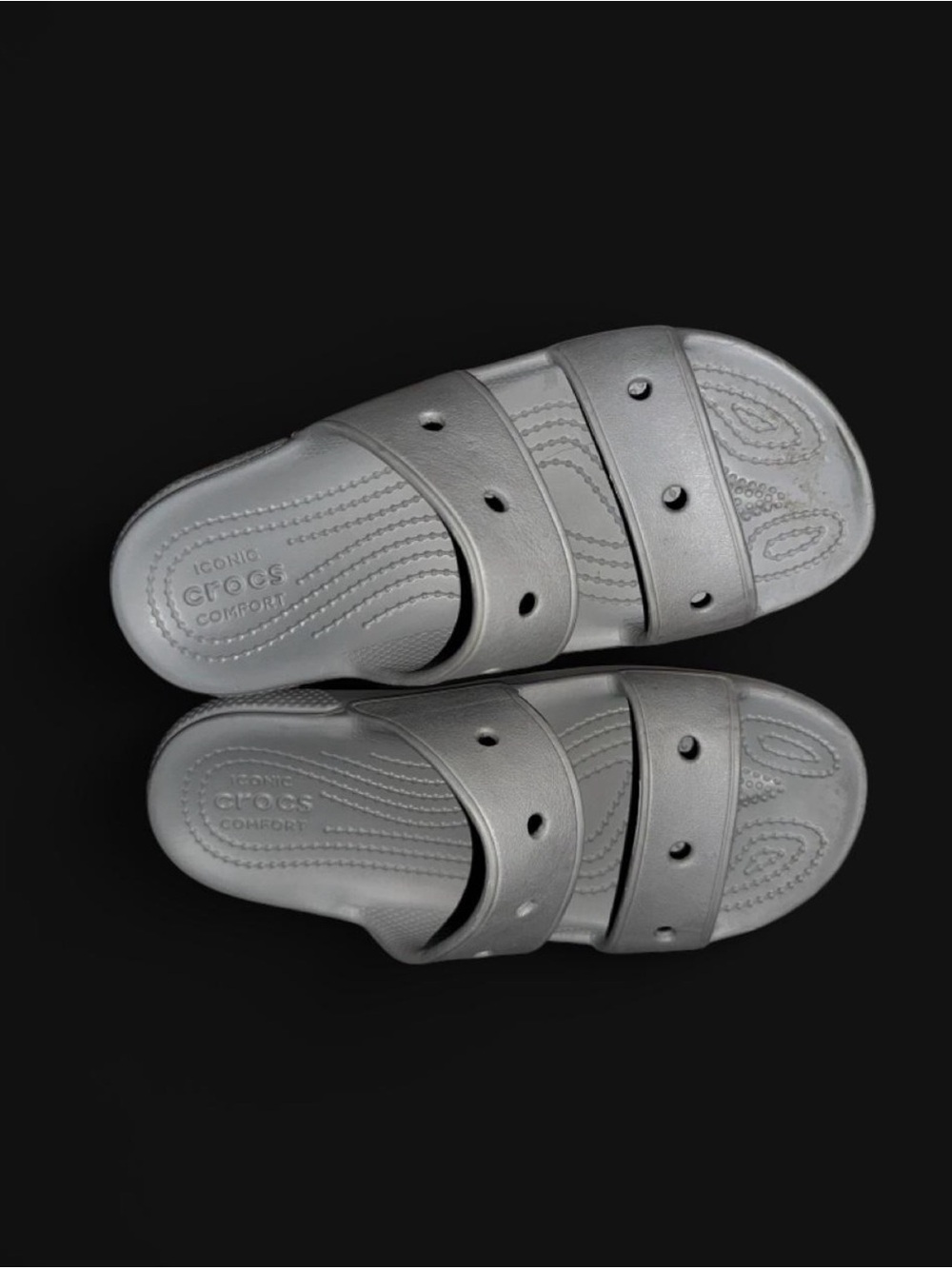 CROCS Dual-Strap Slide Sandals in Gray